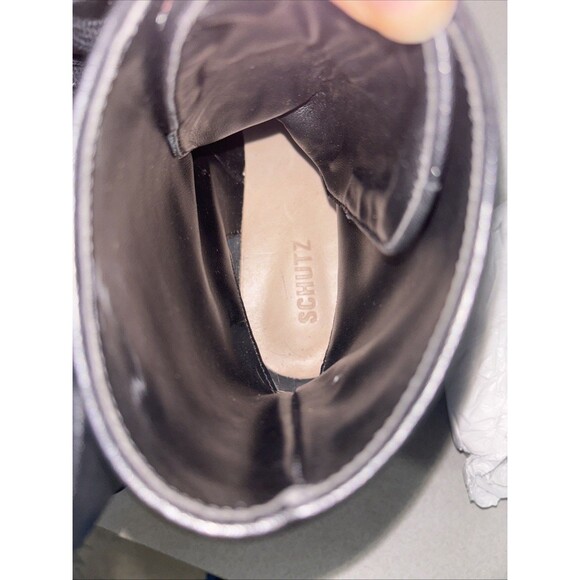 Schutz Maylova Leather Black Boots Size 11B - Picture 5 of 6